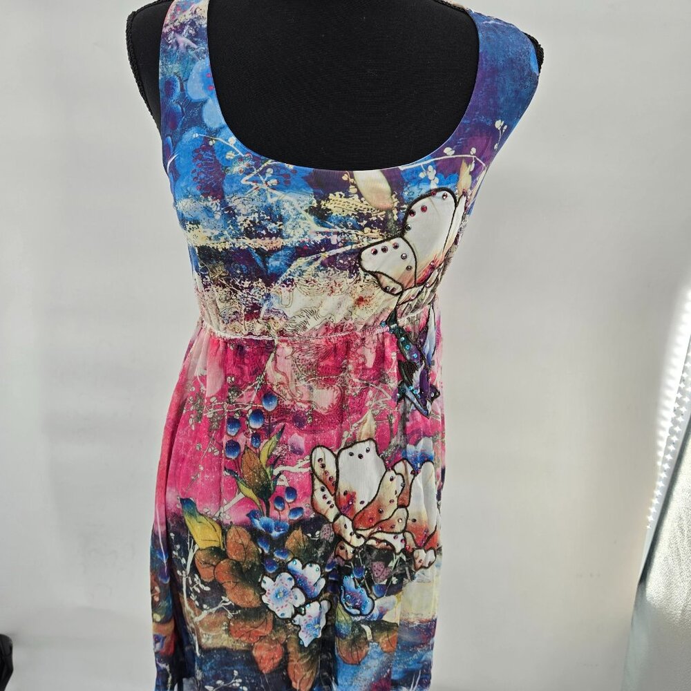 SPY Zone Exchange Y2K Multicolor Racerback Sleeveless Tunic Mini Dress Small